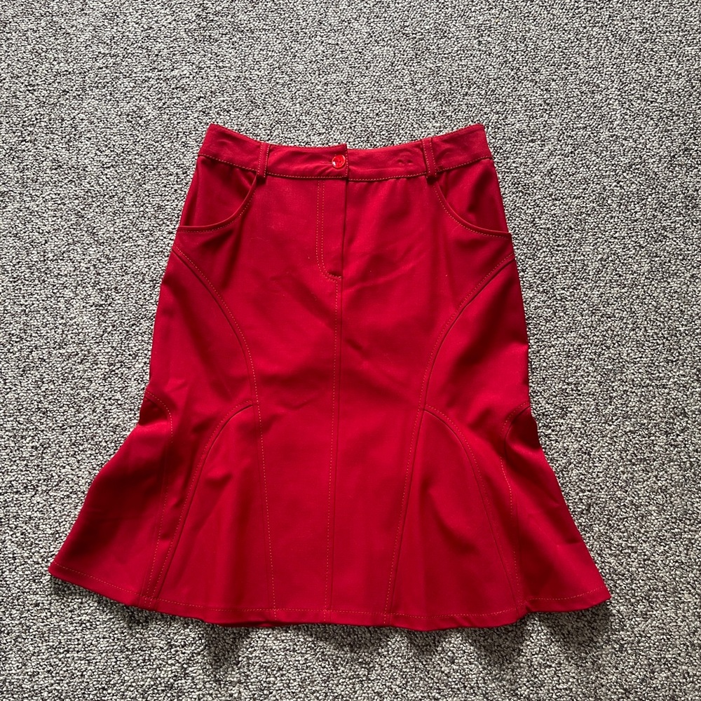 Blumarine Made in Italy Wool Red Tulip Skirt 40